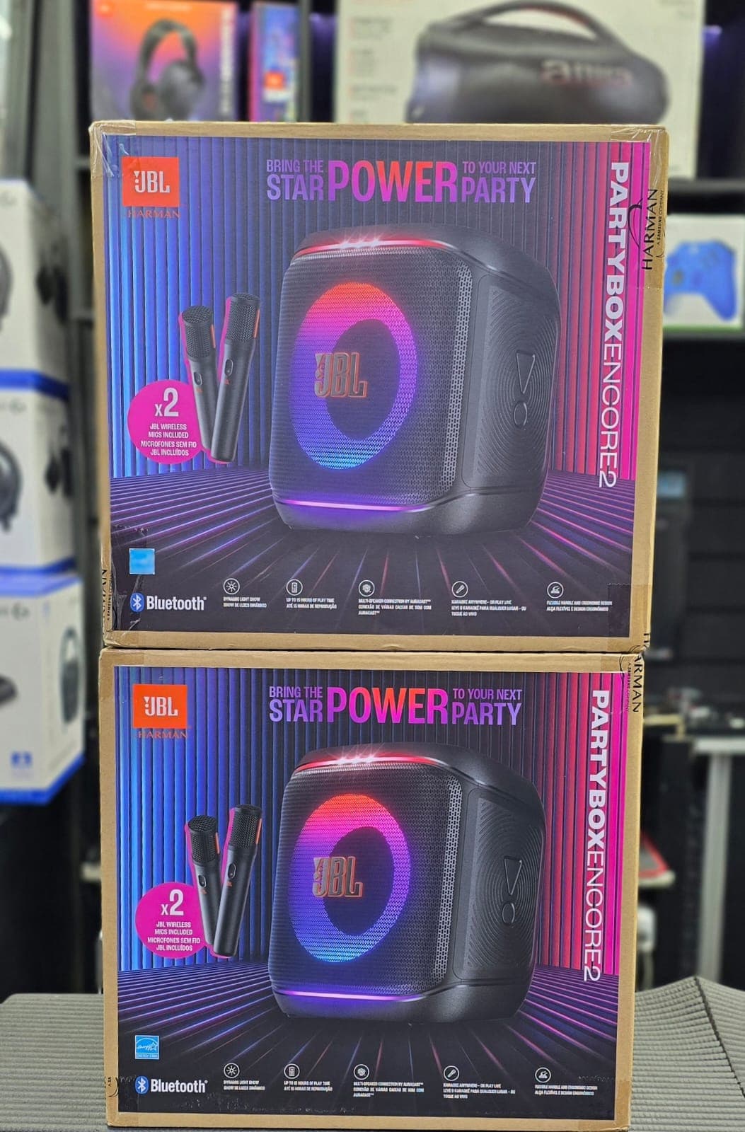 Caixa de Som JBL PartyBox Encore 2 (2 Microfones)